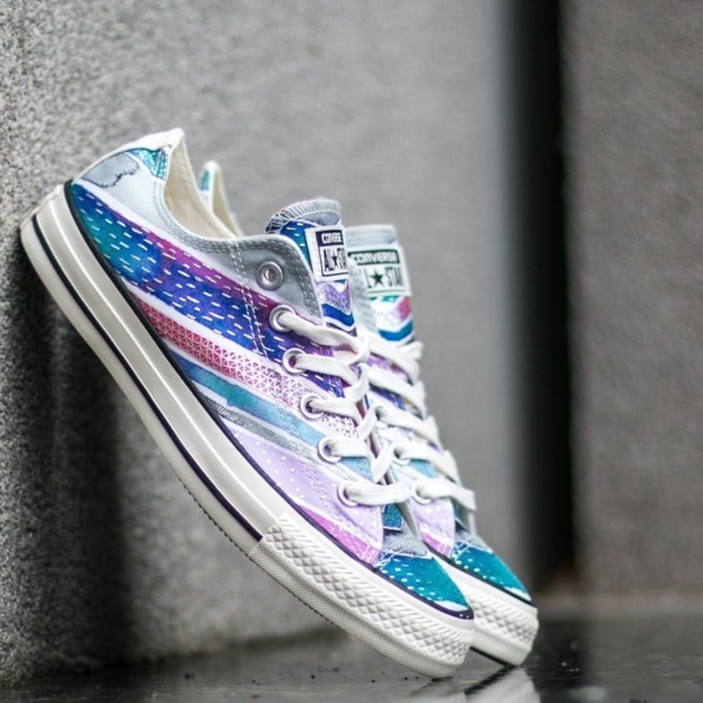 Converse Blue and Purple Sneakers Classic Canvas Design